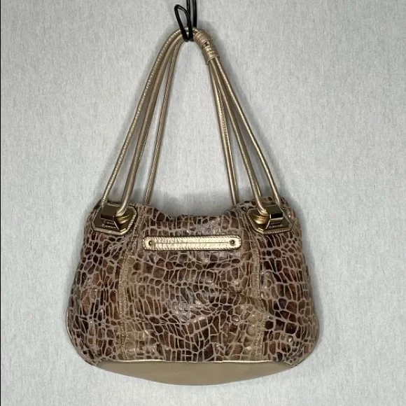 B. Makowsky Brown Croc-Embossed Shoulder Bag - Picture 2 of 12